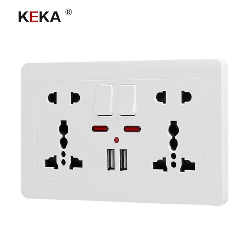 Настенная розетка KEKA универсальная электрическая с двойным USB разъемом 146 5 В