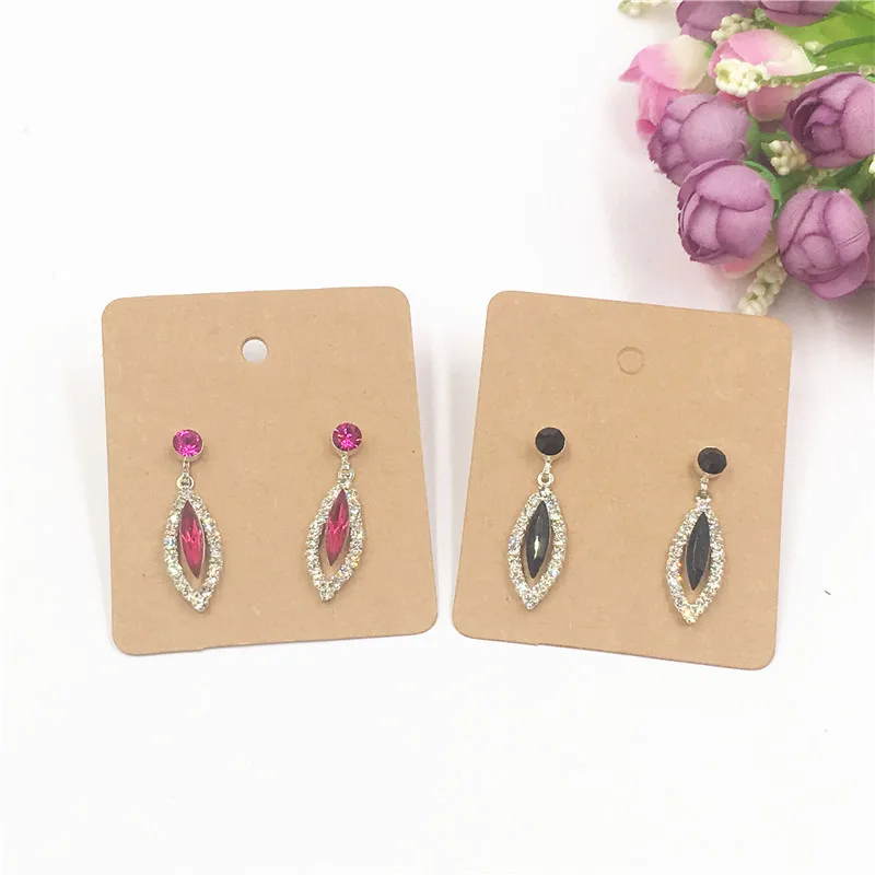 

Two Kind Size 200Pcs Brown Blank Kraft Paper Cardboard Long Stud Earring Display Card Fashion Jewelry Accessory Packing Card
