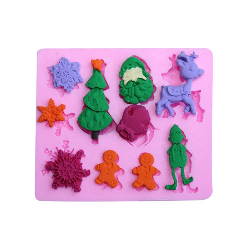 

Christmas Snowflake Fondant Cake Silicone Molds Chocolate Mold Gingerbread Man Biscuits Mould Candy Baking Cake Decorating Tools