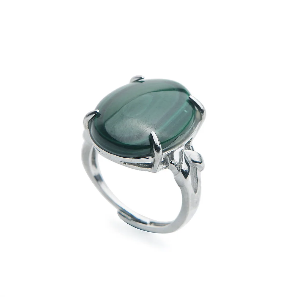 AAAA Natural Malachite Chrysocolla Ring For Women Female Green Crystal Gems Oval Bead Adjust Size Rings Find Jewelry |