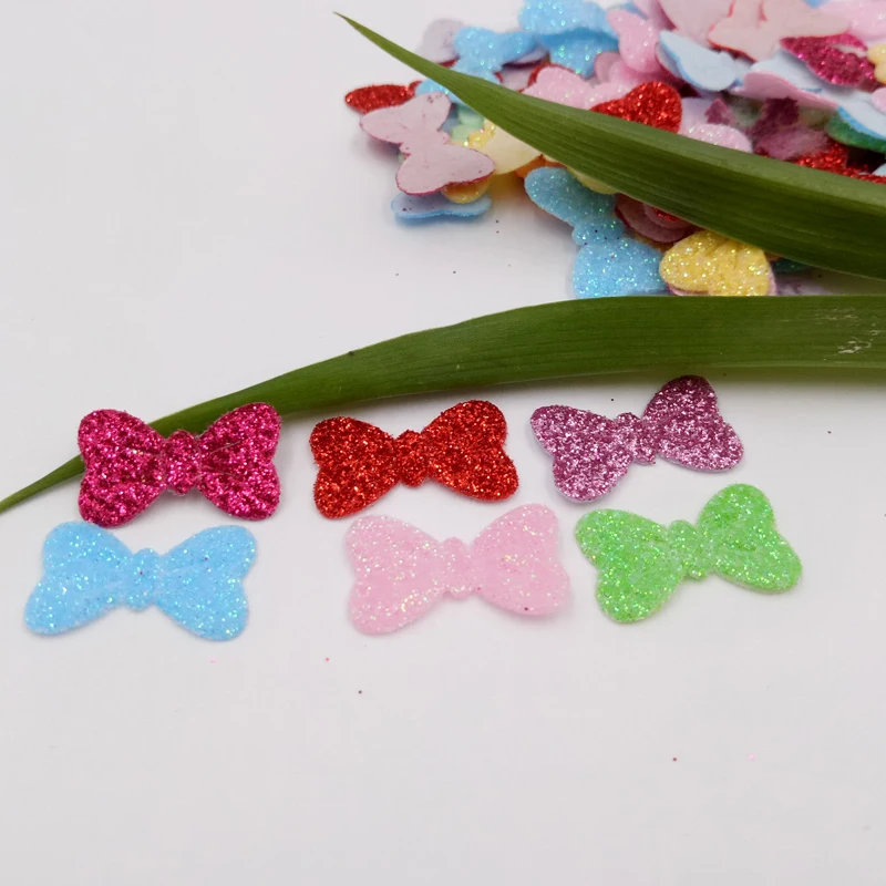 Пришивные блестящие войлочные патчи для одежды 1 см * 2 Форма бантика 120 шт.