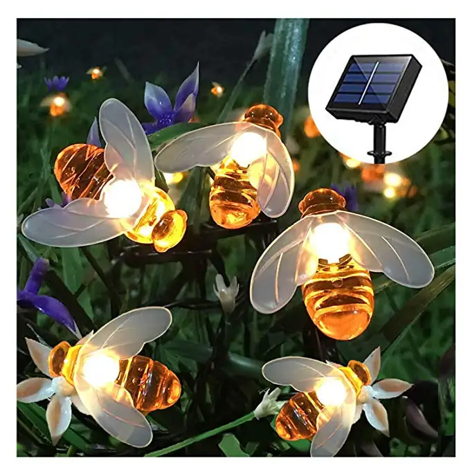 ECLH 20/50 Солнечный светодиодный свет LED свет шнура 5 м/10 м уличная Рождественская гирлянда Мёд пчелы гирлянда гирляндой IP Водонепроницаемый из пробкового дерева для сада