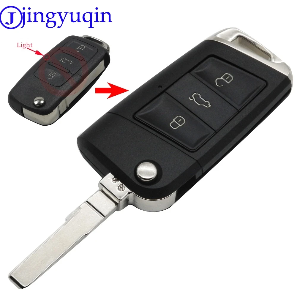 Jingyuqin 3 кнопки модификации флип чехол для автомобильного ключа Volkswagen VW Golf 7 Jetta Passat