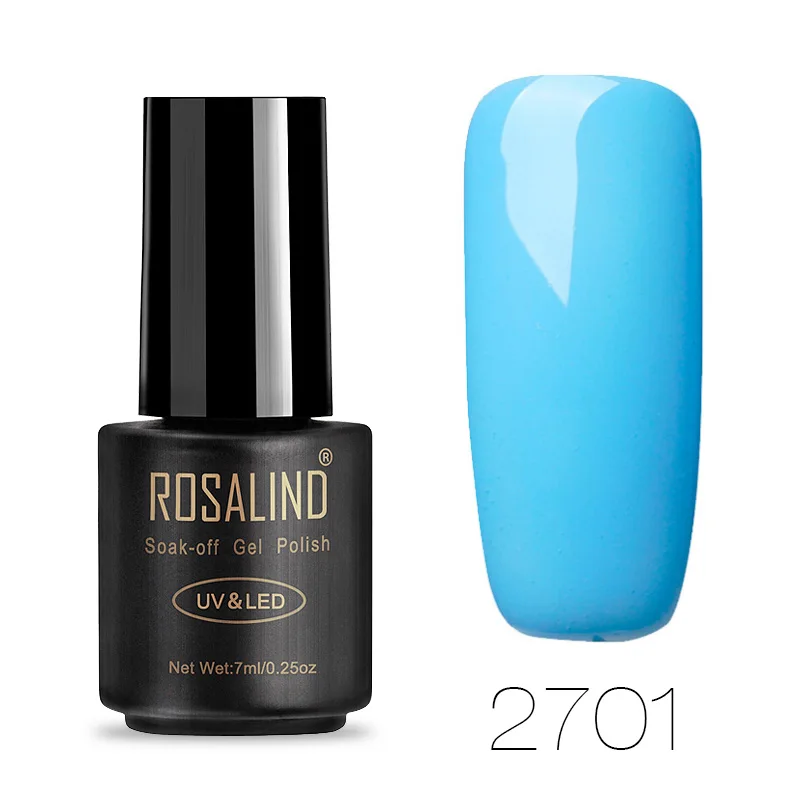 ROSALIND, 7 мл, лак для ногтей, телесный, серый, красный, чистый цвет, гель-лаки для нейл-арта, полуперманентный, УФ, замачиваемый, гель, маникюрный лак - Цвет: 2701