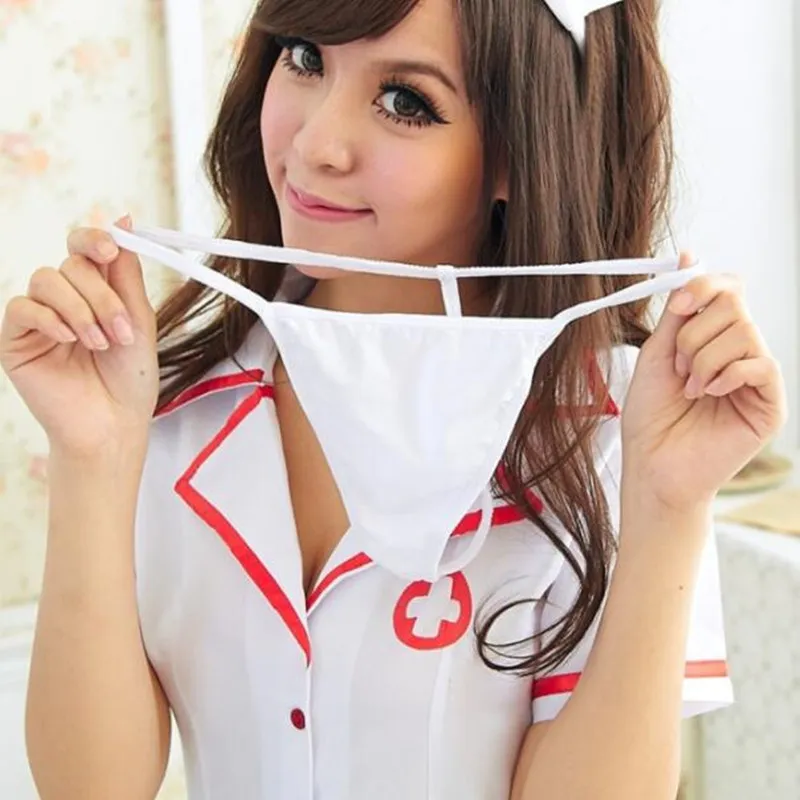 Женское сексуальное белье для ролевых игр - эротический костюм медсестры с глубоким V-образным платьем.