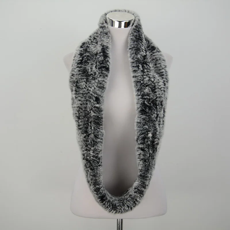 Black Frosted Jancoco Max Настоящий мех кролика длинные шарфы Высококачественная зимняя теплая шаль шейный платок S7097 - Цвет: Black Frosted