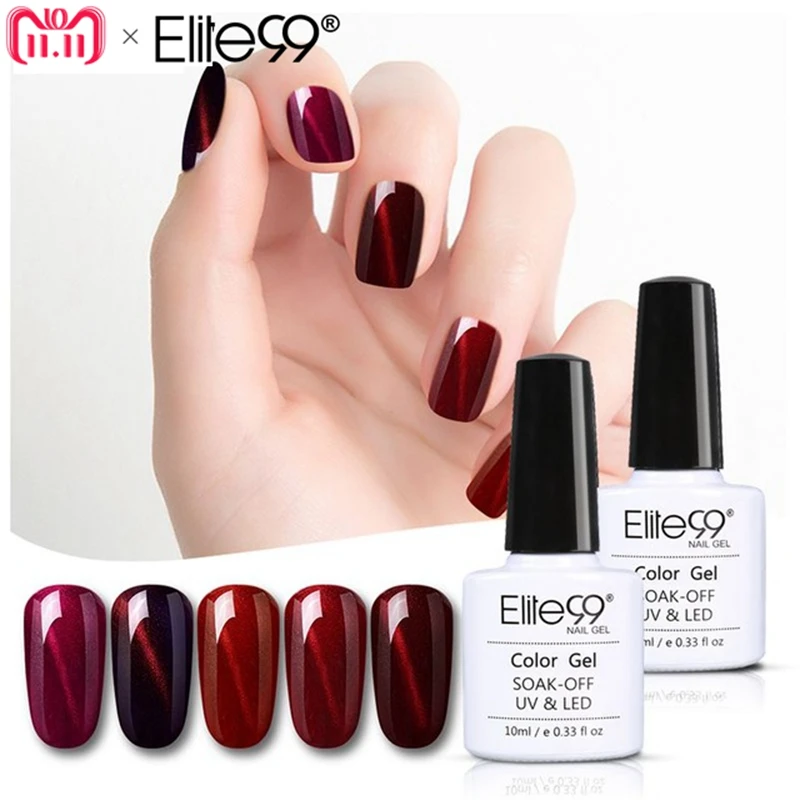 Elite99 Гель лак кошачий глаз цвет красного вина 10 мл для ногтей гель UV Vernis эмаль