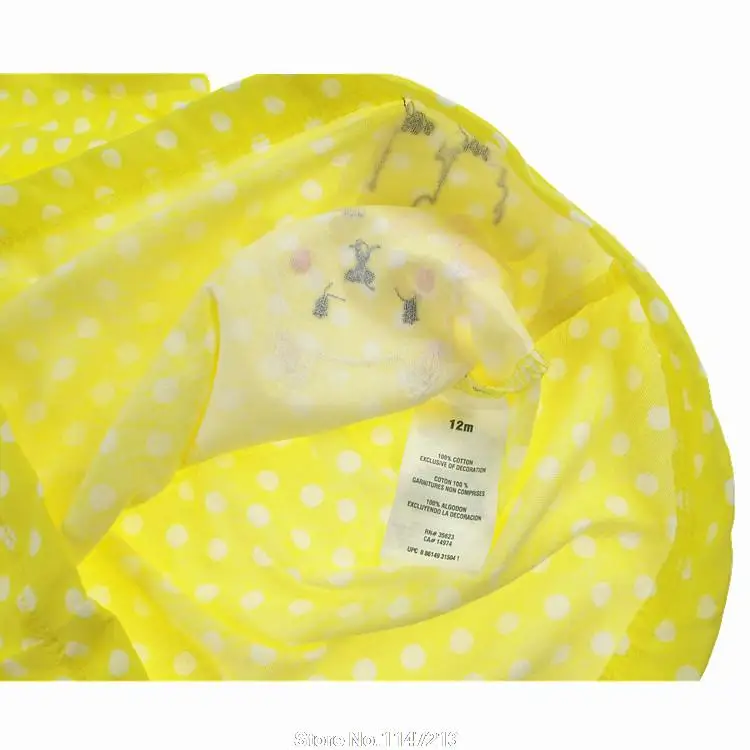 Новый Brand New Baby девушки Лето Dress 100% Хлопок Одежда Точки Младенческой Мультфильм