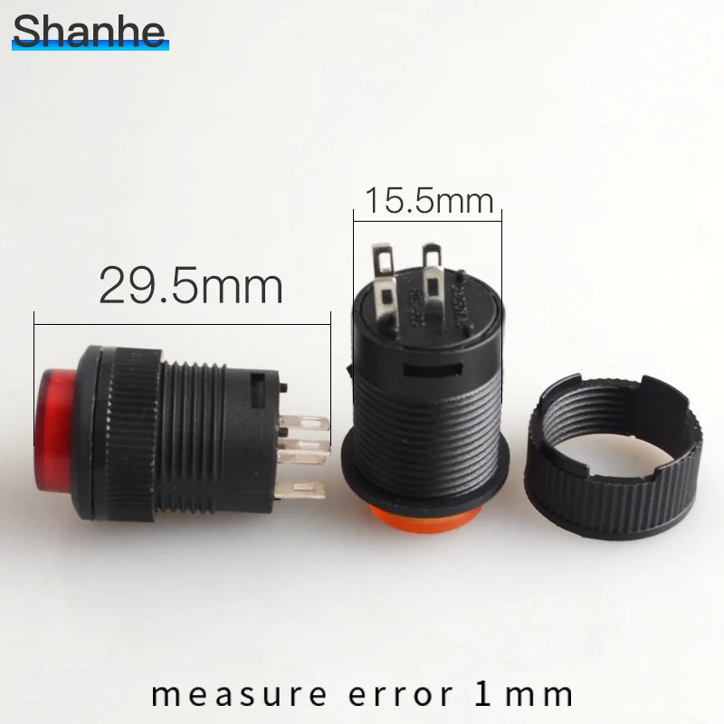 16 мм Мгновенный кнопочный переключатель с светодиодный подсветкой DC 3V|on-off