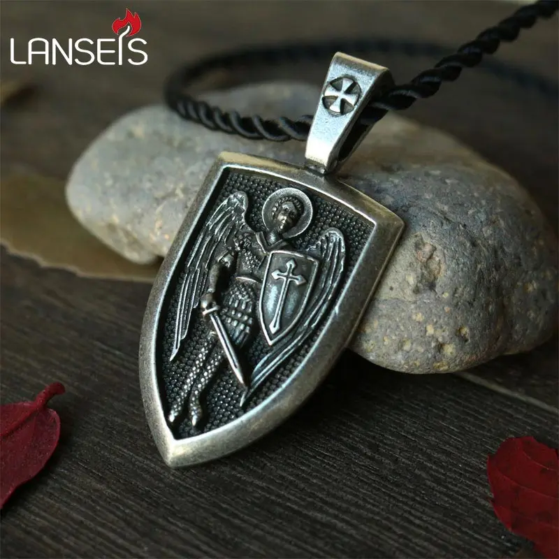 Lanseis мужские ожерелья 1 шт. Прямая поставка Archangel St. Philosophy Me Saint Shield Charm русская