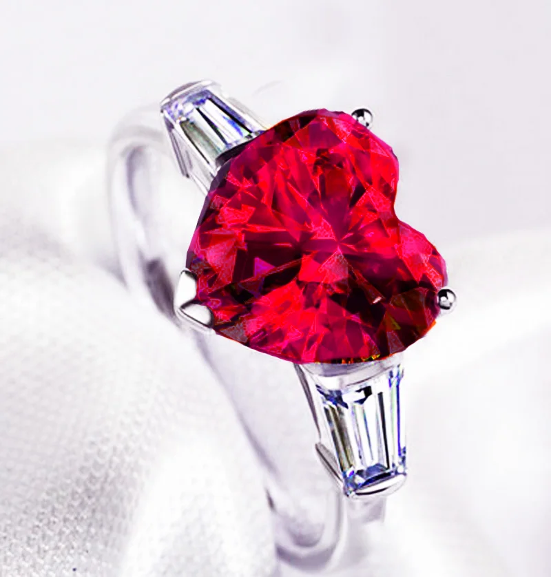 Модные женские ювелирные изделия YaYI кольцо с сердцем и красным цирконием