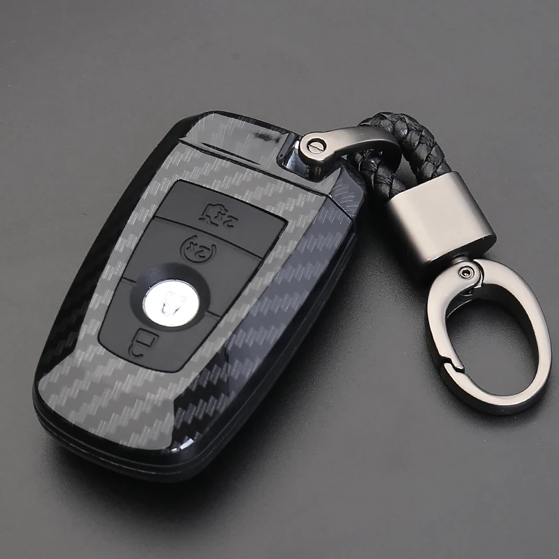Чехол для ключей из углеродного волокна для Ford Fiesta Focus 3 4 MK3 MK4 Mondeo Ecosport Kuga Focus ST