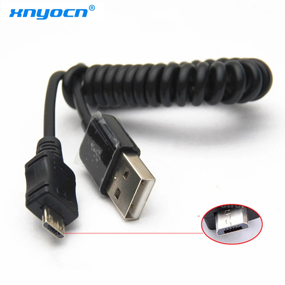 Спиральный USB 2,0 A штекер для Micro USB B 5Pin адаптер пружинный кабель для мобильного телефона MP3 MP4 для samsung S5 S6 S4