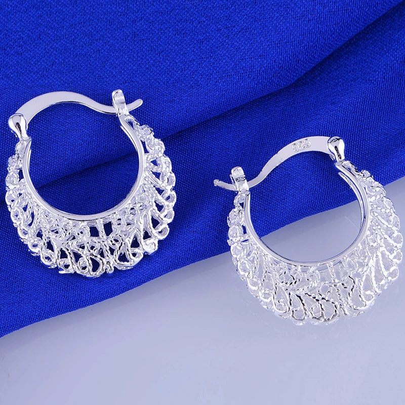 

925 sterling silver earrings , 925 silver fashion jewelry , cambered hollow shiny /iljarcqa hywaqqda LQ-E329