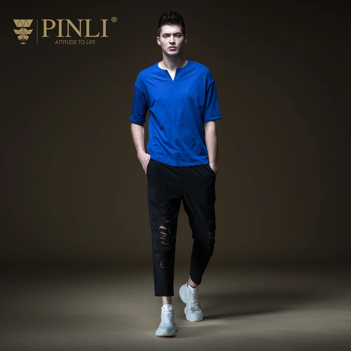 2018 Zipper Fly Jeans Men Pinli For Pingli Summer Hot New Men's Decoration Body Small Foot Hole Nine Points Tide B192216384 | Мужская