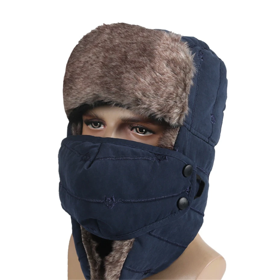 Adult Winter Warm Bomber Hats Thicken Thermal Windproof Winterproof Outdoor Hunting Snow Ski Hiking Caps Women Men |