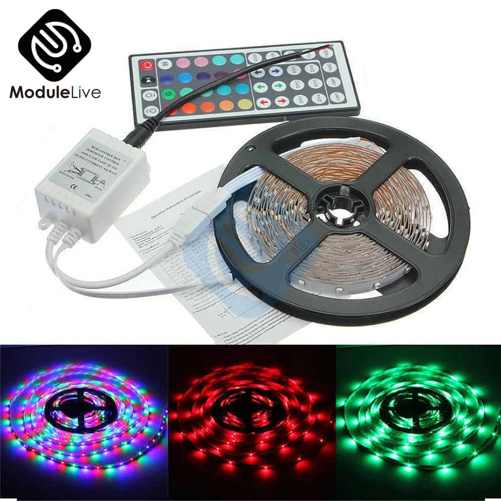 5m RGB LED Strip Lights SMD Lights String Light 3528 Waterproof For Atmosphere Colorful Light