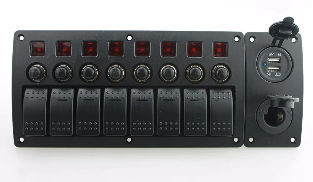 IZTOSS красный светодиод DC12/24 V 8 банд ВКЛ-ВЫКЛ клавишный переключатель изогнутая