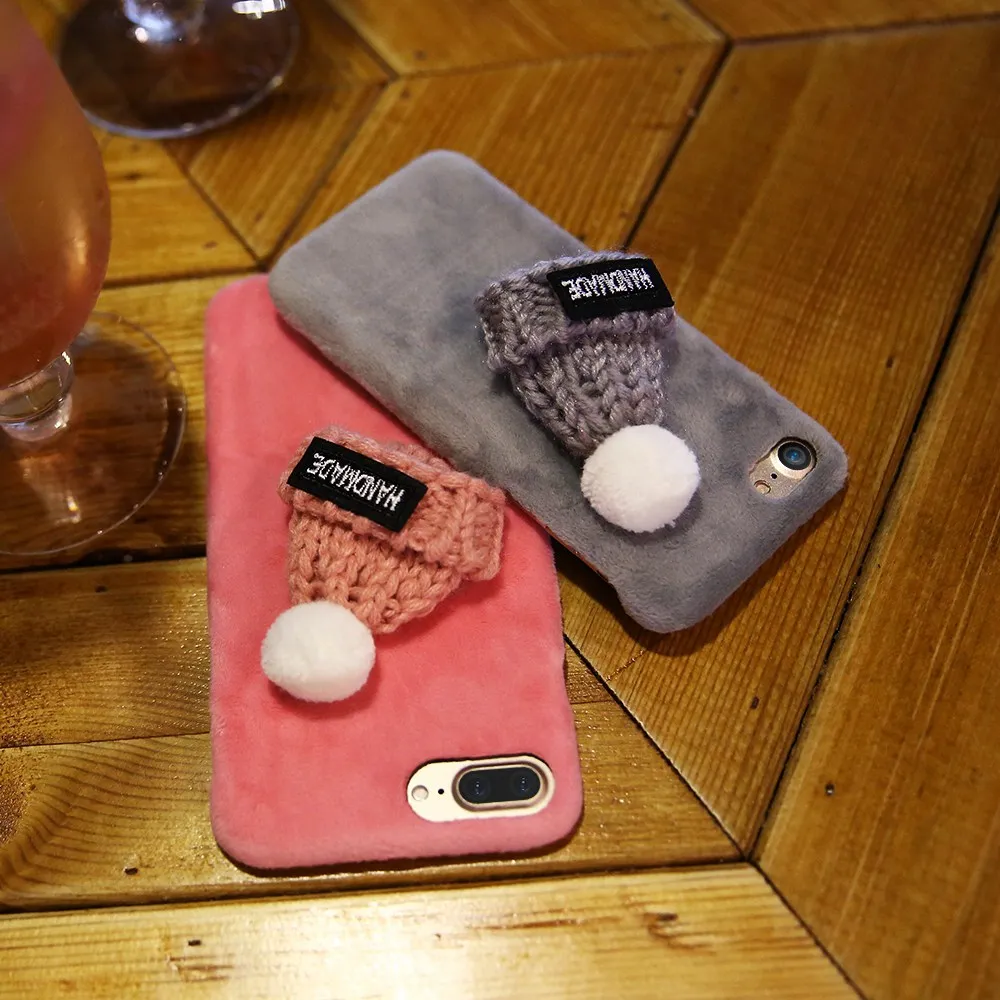 SEXY NEW 2017 Kisscase Новогодние товары пушистый Мех чехол для iphone 8 7 6 S plus 5 5S милые