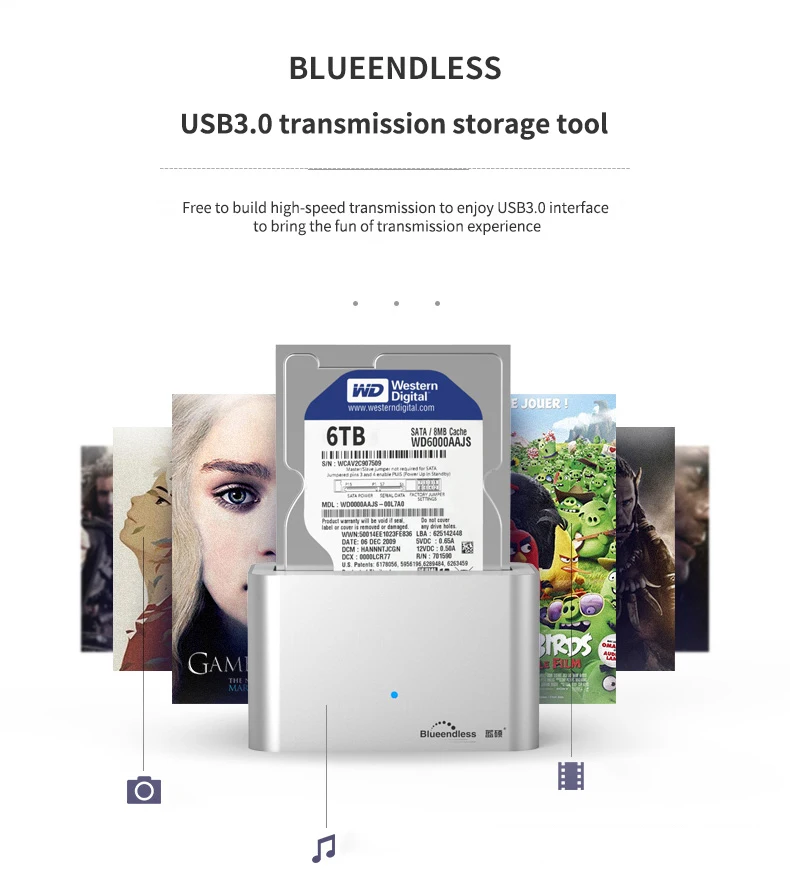 Blueendless 1 отсек hdd док-станция sata usb 3,0 Корпус жесткого диска Алюминиевый Жесткий драйвер ридер 2,5 3,5 дюймов hdd caddy