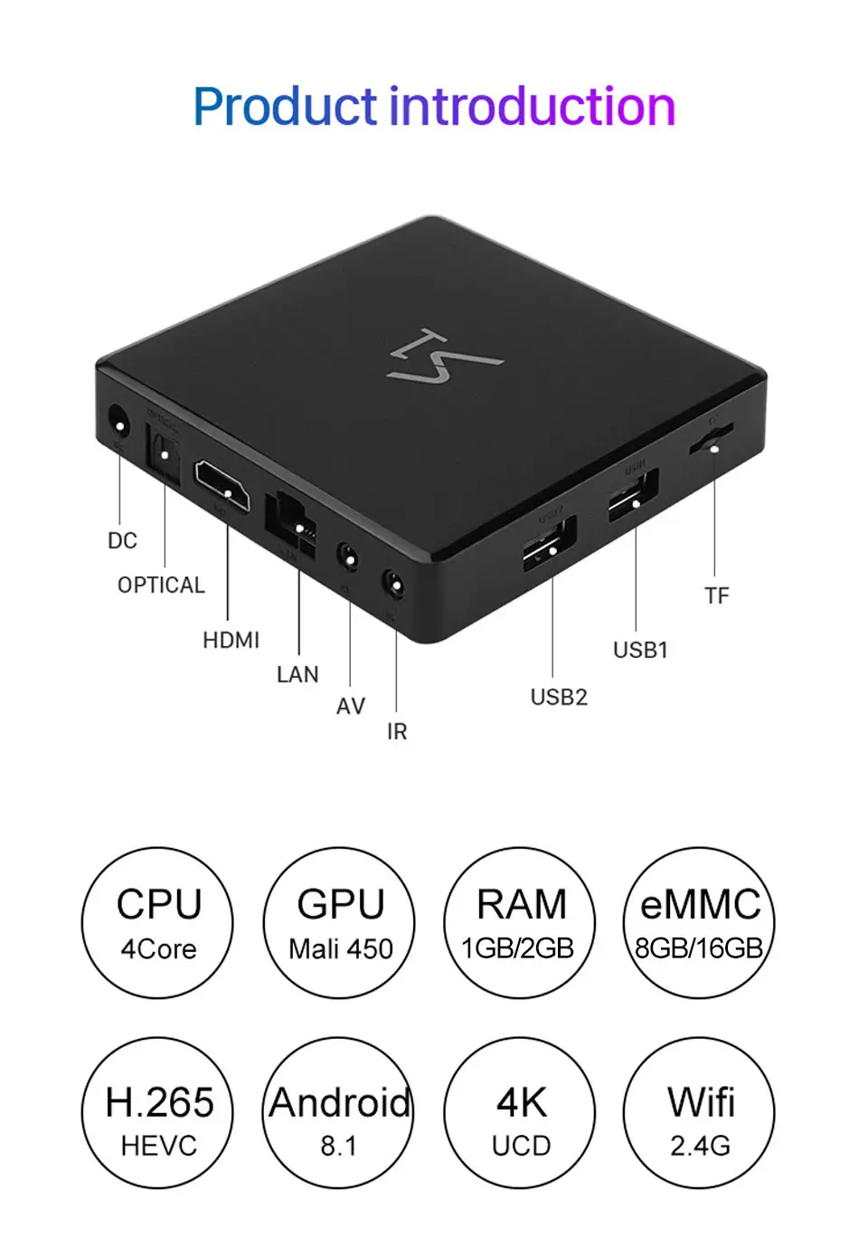 Leadcool S1 Android 8,1 ТВ коробка RK3229 1+ 8G/2+ 16G четырехъядерный Поддержка 2,4 ГГц WI-FI 4 K H.265 декодер 100 M LAN мультимедийный проигрыватель на Android