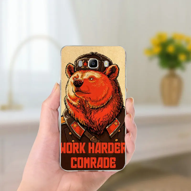 Bear Russia Art Soft TPU Silicone Phone Cases for Samsung Galaxy A3 A5 A7 J2 J3 J4 J5 J6 J7 2016 2017 2018 Coque Shell Bags | Мобильные