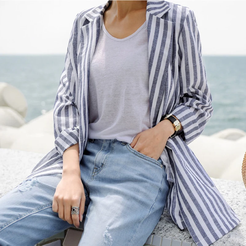 Женский офисный тонкий пиджак с длинным рукавом блейзер на одной пуговице