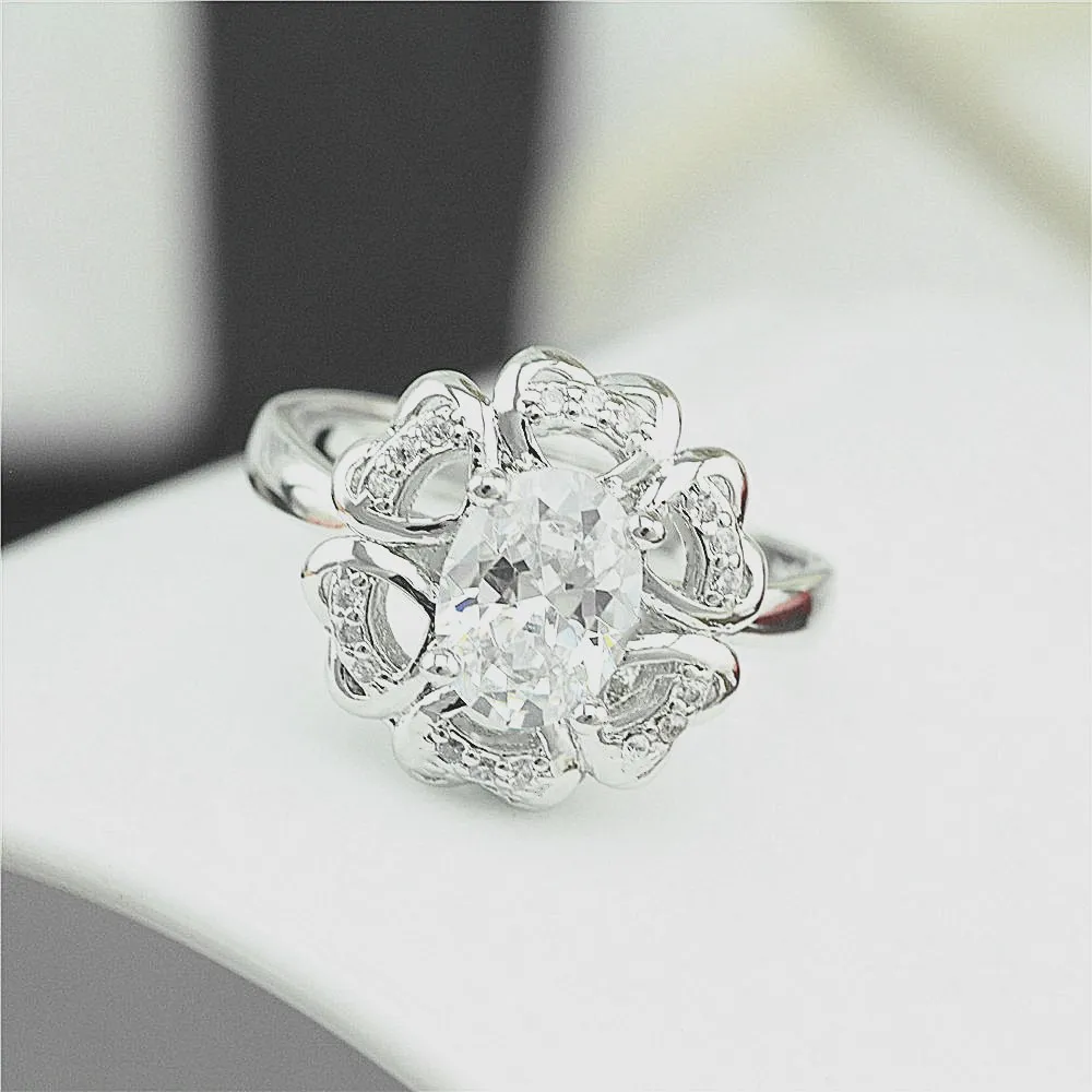 Женское кольцо с инкрустацией из фианита чистого серебра 925 пробы|open ring|zircon ringring
