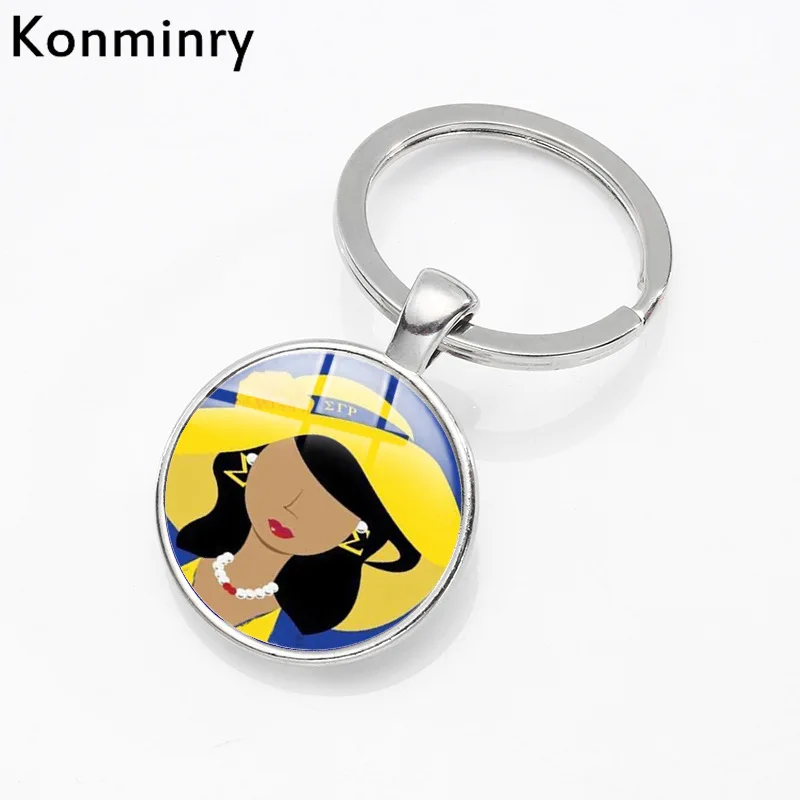 Konmniry Sigma Gamma Rho с логотипом, стеклянный кулон, брелок серебряного цвета, брелок для ключей, подвески, ювелирные изделия для мужчин и женщин, подарки - Цвет: 2