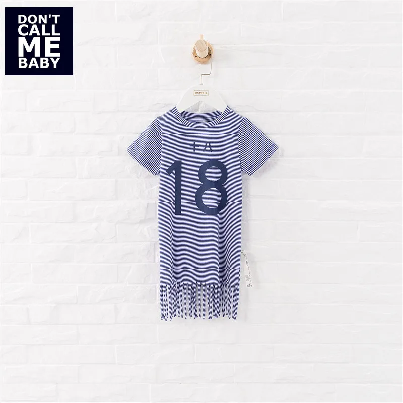 Mayas/летние детские платья средней длины в полоску с кисточками модные