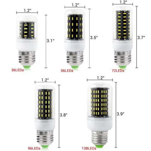 E27 E14 G9 GU10 B22 SMD 4014 Светодиодная лампа Lamparas 36 56 72 96 138 светодиодов Светодиодные лампы