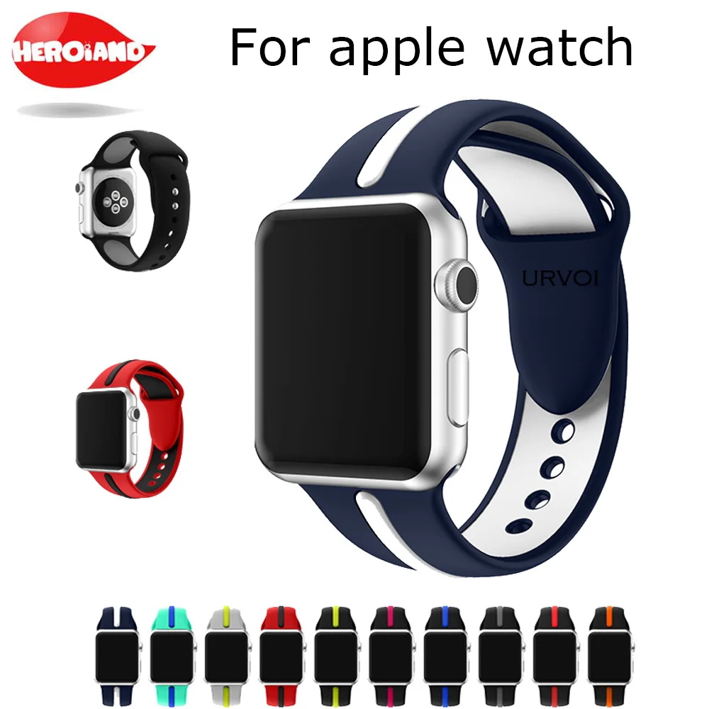 Ремешок спортивный для Apple Watch Series 1 2 3 M L сменный мягкий силиконовый браслет