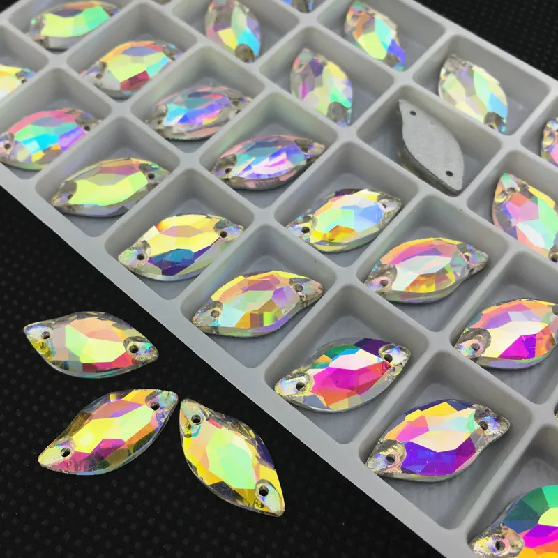 Clear/AB Beauty Fish пришивные стразы с бриллиантовыми листьями Стразы шьют на камнях для