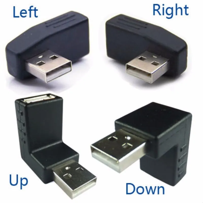 

90 degree Left /Right /Up/Down Angle L Bending USB 2.0 A Male to Female Adapter Extension Connector for Computer Notebook