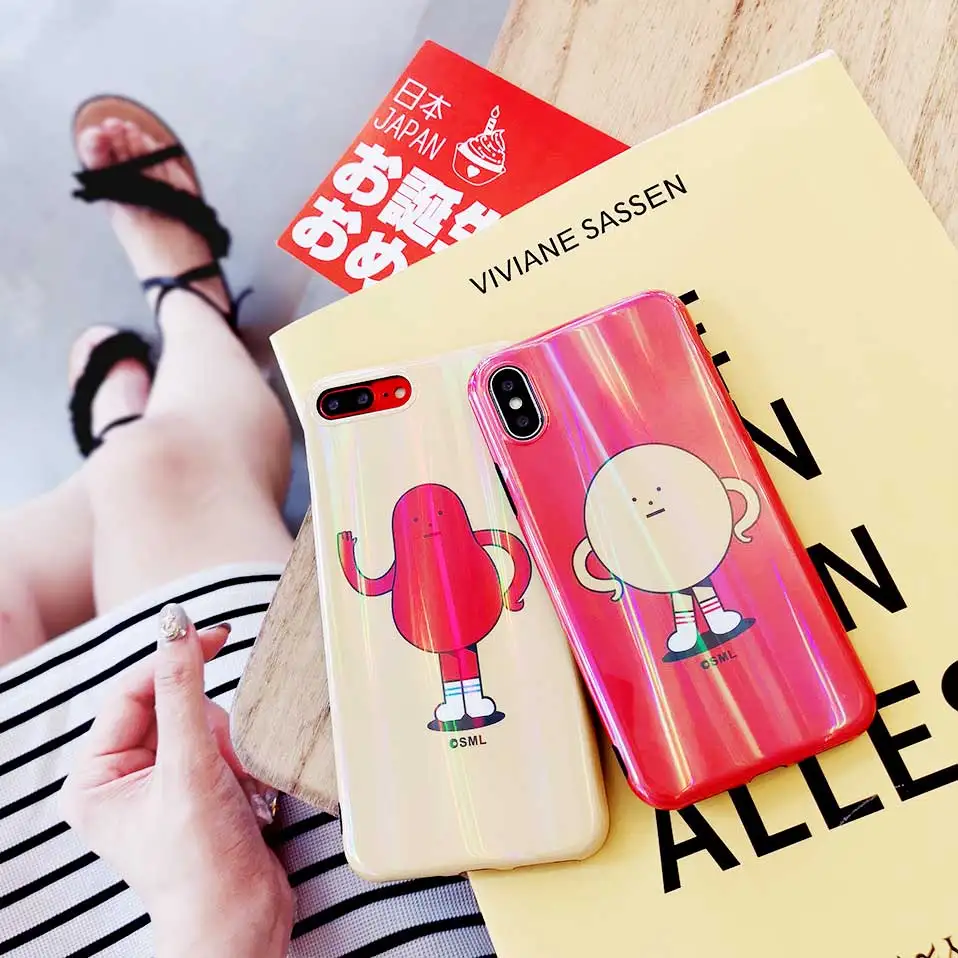 Cartoon couple mobile phone case For iPhone 6 6S 7 8 Plus Drop-proof Back Covers Funda TPU iphone X |
