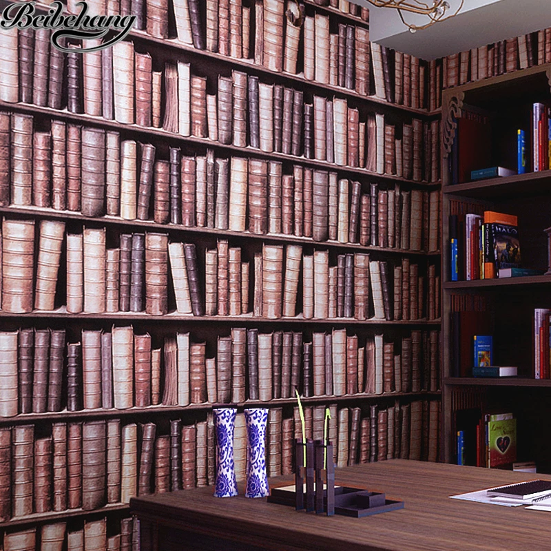 Обои с книжной полкой 3d китайские стереонаушники европейские обои для учебы library