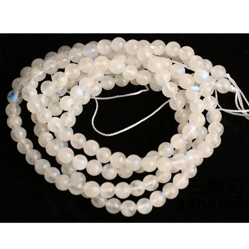 

4-10mm Natural White Moonstone Stone Beads Round Spacer Loose DIY Beads For Jewelry Making Beads Accessories 15'' For Women Gift