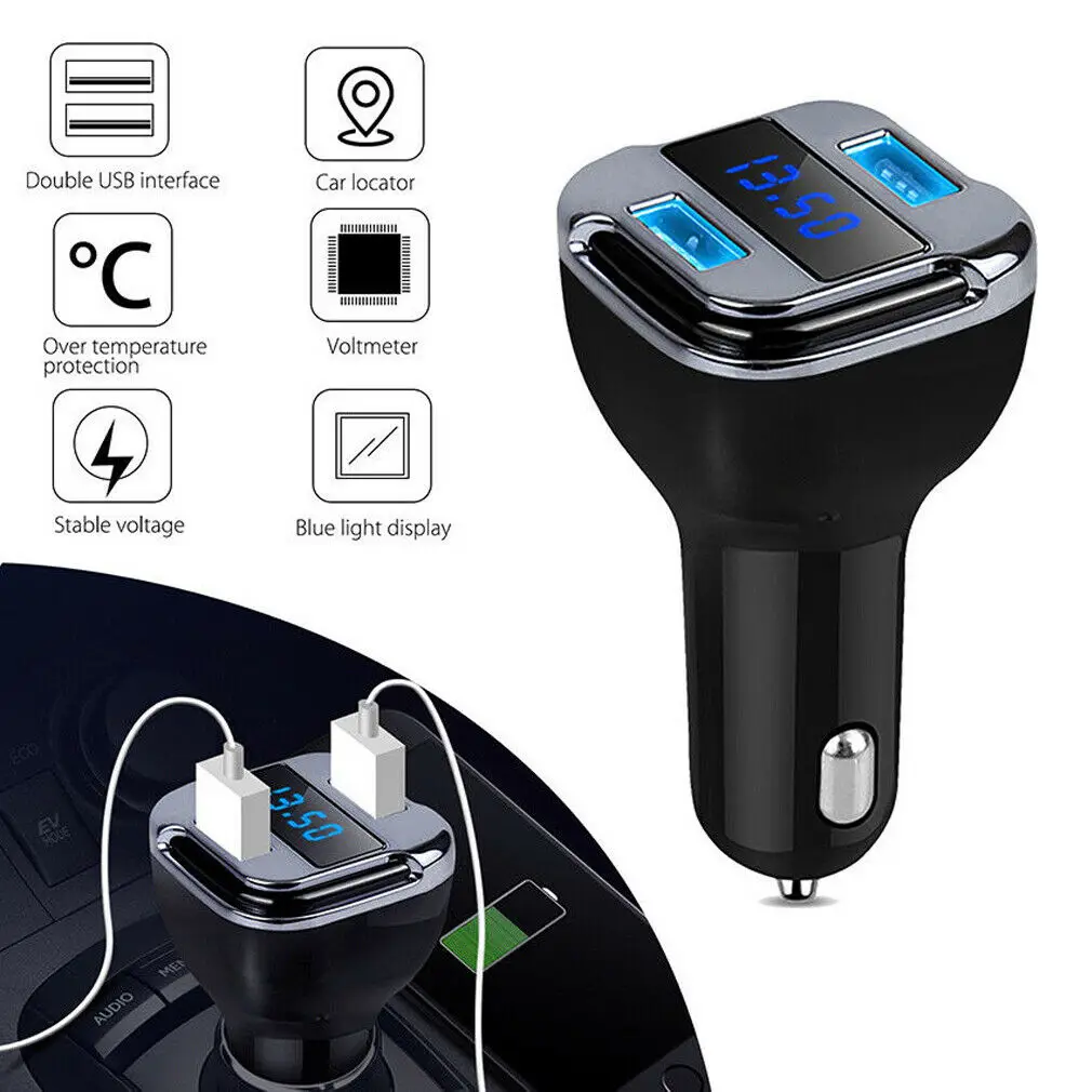 Автомобильное зарядное устройство 4.2A двойное светодиодное USB Универсальное с GPS