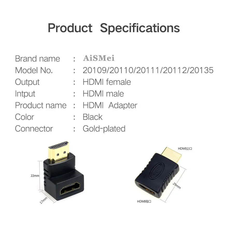 AiSMei разъем HDMI мужчин и женщин адаптер преобразователь удлинитель 270 90 градусов