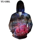 Толстовка YX GIRL с изображением галактики и космоса, Новинка осени 2018, модная толстовка на молнии, мужская и женская куртка с капюшоном и 3D-принтом Пейсли-туманности