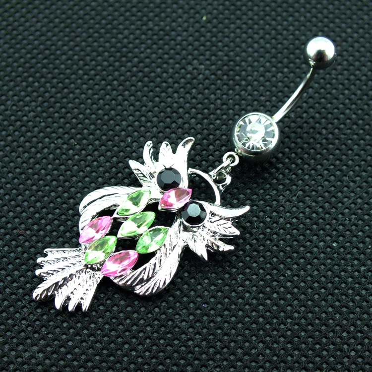 Brand New Fashion Belly Button Rings Rhinestone Owl Stainless Steel Navel Body Piercing Jewelry Free Shipping | Украшения и