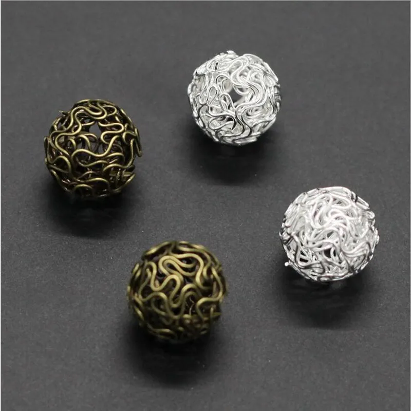 10 шт. Модные полые шарики серебристые золотистые висячие серьги бусины капли для