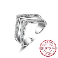 925 sterling silver rings for women multi layer geometrical mosaic cz zirconia resizable rings bague s r207