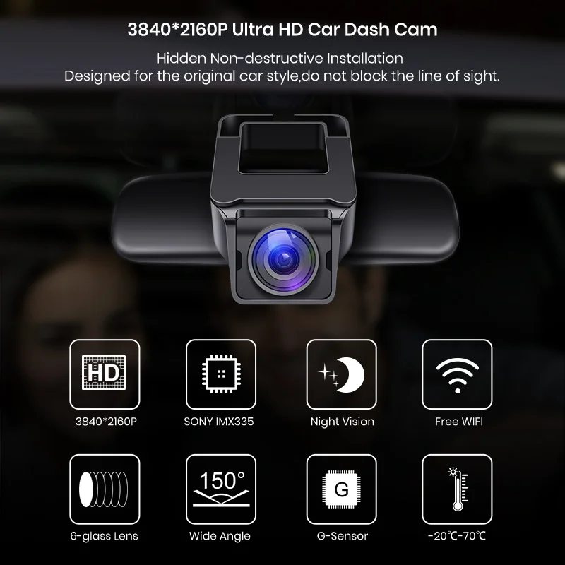 Junsun 4K Ultra HD 2160P Автомобильный видеорегистратор Камера Скрытая камера в автомобиль