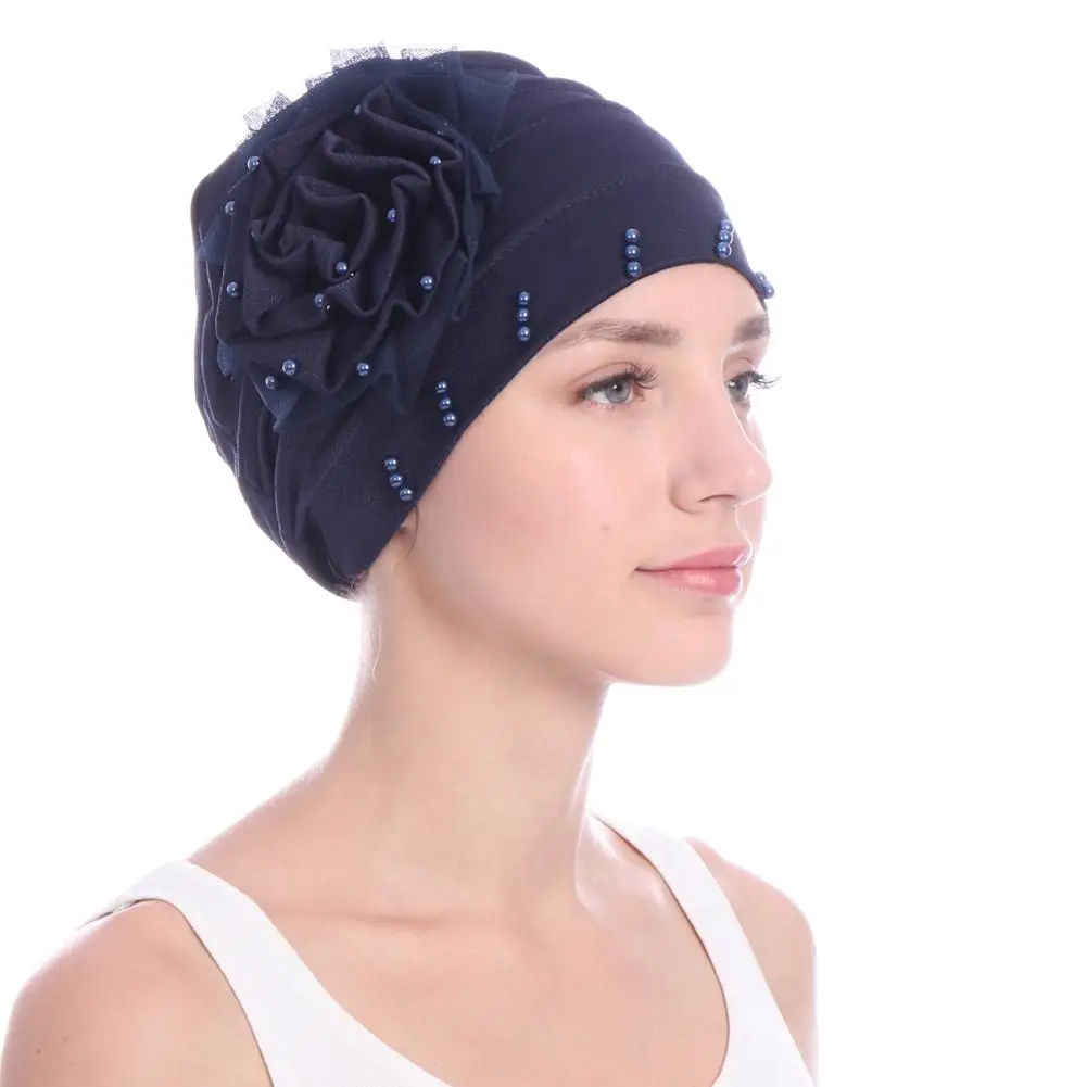 Женская жемчужная элегантная тюрбан колпак для химиотерапии шапка бини