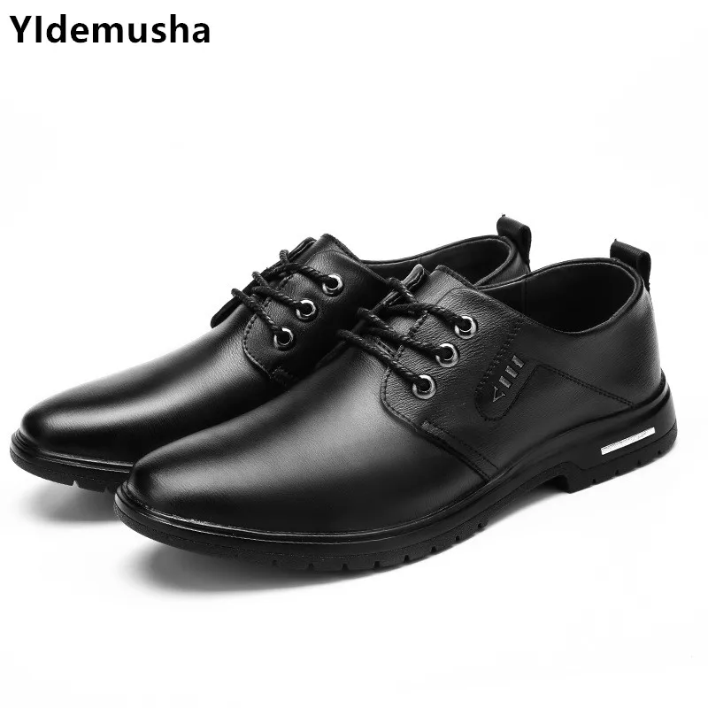 YIdemusha/2018 Модные Мужские модельные туфли с круглым носком на шнуровке Мужская