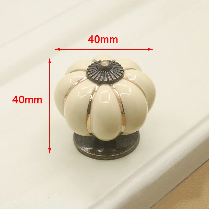 KAK Ceramic Drawer Knobs 40mm Cabinet Pulls Kitchen Handles Cartoon Pumpkin Furniture Handle for Kids Room Furniture Hardware
