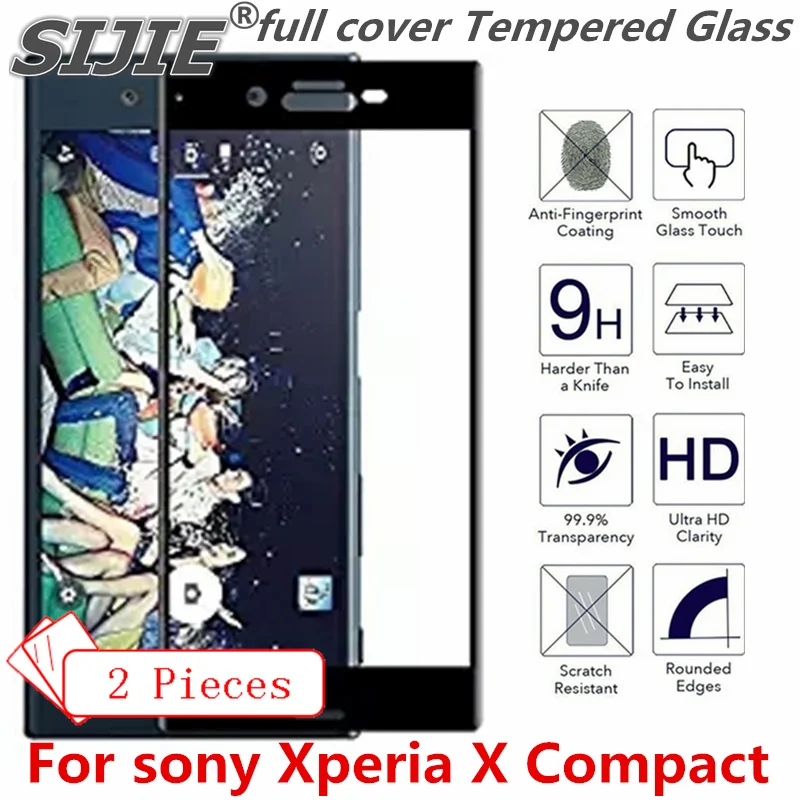 2 шт. полное покрытие из закаленного стекла для sony Xperia X Compact подходящий защитный