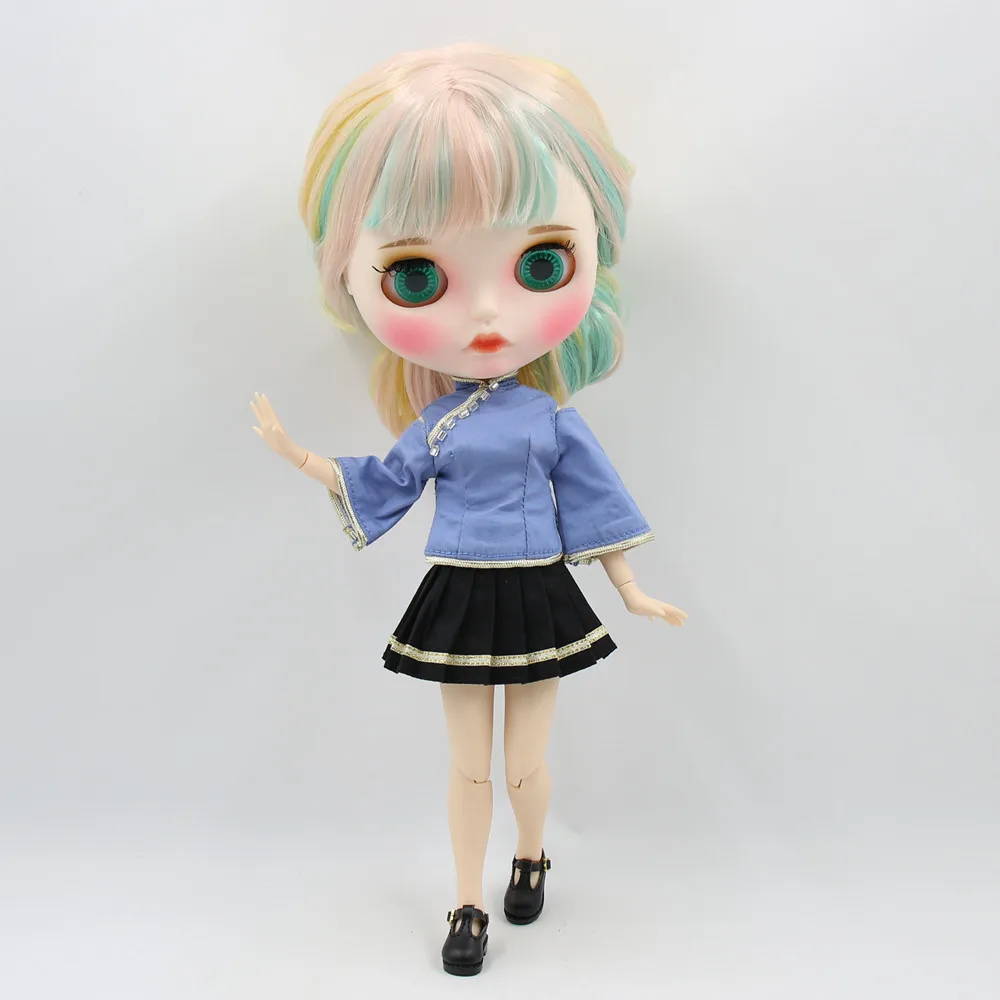 1/6 BJD кукла blyth кукла ледяная одежда синяя рубашка черная юбка и сорк для сустава тела кукла