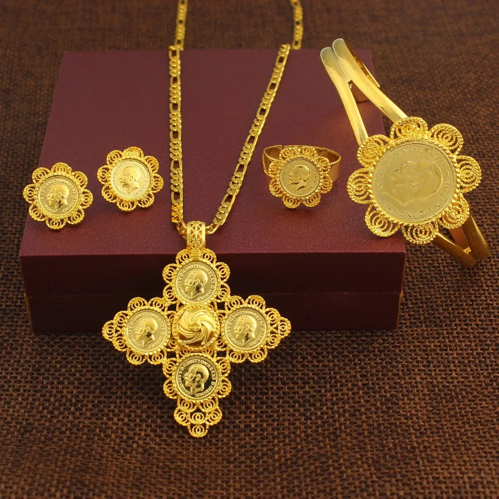 Новинка ювелирный набор с золотой монеткой цвет модные ювелирные изделия для